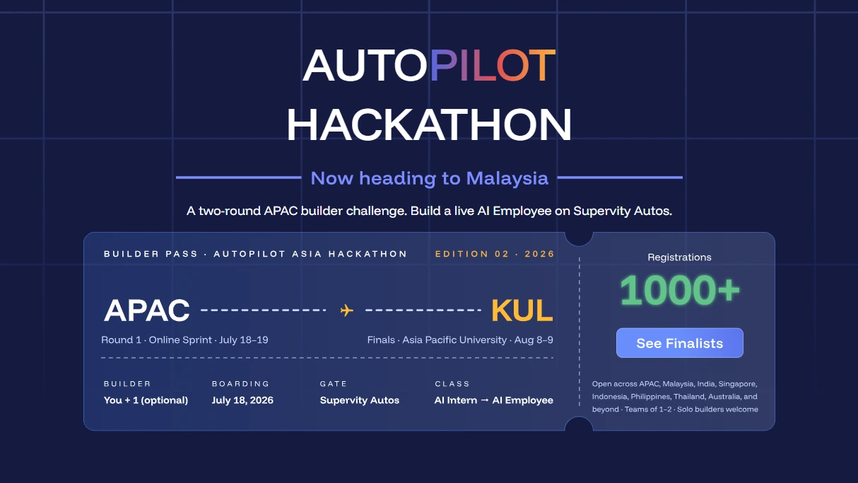 Autopilot Asia Hackathon page with Kuala Lumpur finals details.